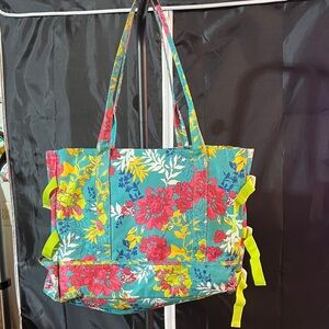 Laura Ashley Seaside Beach Tote & Family Blanket Bold Floral and Polka Dots